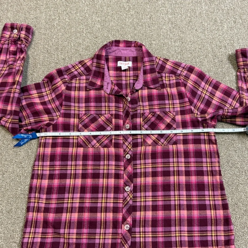 Cat & Jack: Girls Pink & Purple Plaid Polo, Size L (10 / 12)